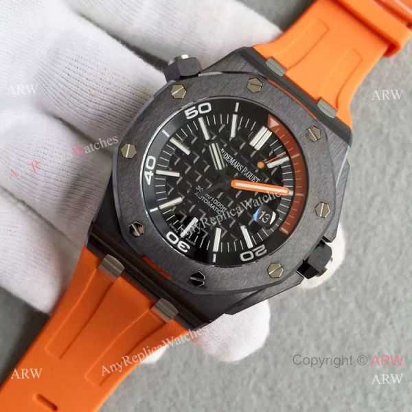 Swiss Replica Audemars Piguet Drive Watch Orange Inner Bezel 42mm Black Case